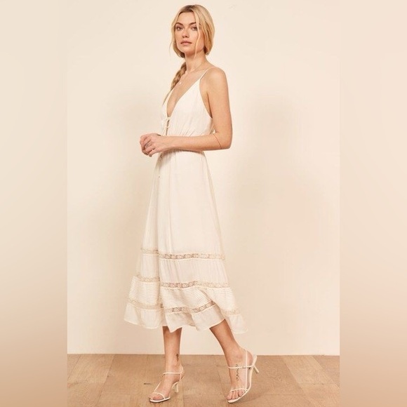 REFORMATION Shelly Dress In Ivory - Picture 3 of 12